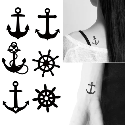 Miniatura 15 de 2 hojas de tatuajes temporales pequeños pequeños para mujeres y hombres, manos, cuello, muñeca y cara, lindas calcomanías de tatuaje de dibujos
