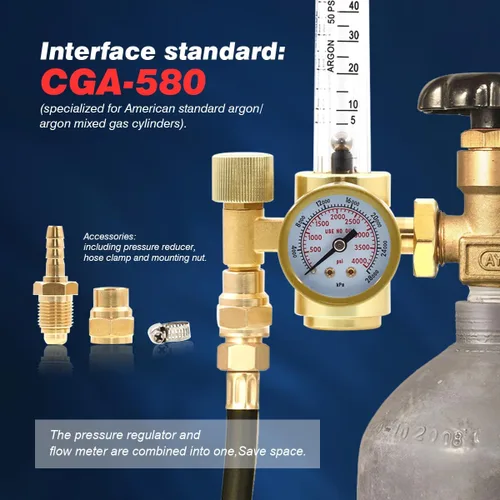 Miniatura 6 de Regulador de Gas Medidor de Flujo de Argón CO2 para Soldadura MIG TIG 0-60CFH CGA580