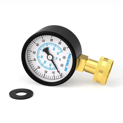 Miniatura 10 de MEANLIN MEASURE Marco de acero inoxidable de 0 ~ 100 psi, hembra de 3/4 pulgadas, esfera de cara de 2.5 pulgadas, medidor de presión relleno