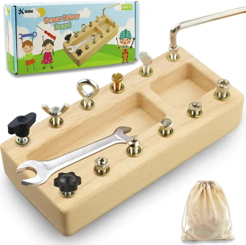 Inslat Montessori - Juego de tablero de destornillador, herramienta de juguete Montessori de madera para niños de 3, 4 y 5 años, tablero de