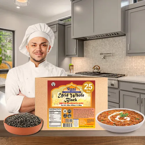Miniatura 3 de Rani Urid/Urad Entero Negro (frijoles mate con piel) Lentejas indias 400oz (25 libras) Caja a granel de 25.0 lbs ~ Todo natural Apto para gluten