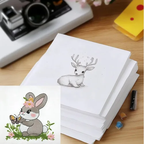 Miniatura 6 de ROPTO Papel adhesivo soluble en agua para imprimir estabilizador de bordado, 6 unidades de 8.5 x 11 pulgadas, papel de bordado para pegar y coser