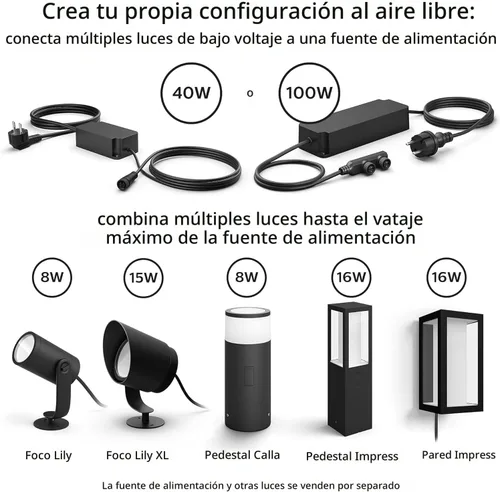 Miniatura 6 de Philips Hue 1746230V7 - Ambiance Lily XL blanco y de color. Extensión de luz inteligente para exteriores (se requiere Hue Hub), 1 foco + kit