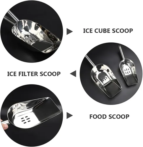 Miniatura 3 de Cuchara de hielo de filtro de hielo de acero inoxidable Cuchara de alimentos Pala de filtro de hielo Cuchara de filtro de hielo Cuchara de metal
