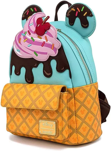 Miniatura 4 de Loungefly Disney Mickey y Minnie Mouse Sweets Ice Cream - Bolso de hombro con doble correa para mujer