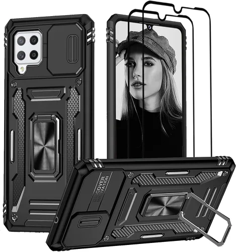 Miniatura 16 de Jeylly Funda para Samsung Galaxy A42 5G con protector de pantalla de vidrio templado, resistente a los golpes, a prueba de caídas, duradera