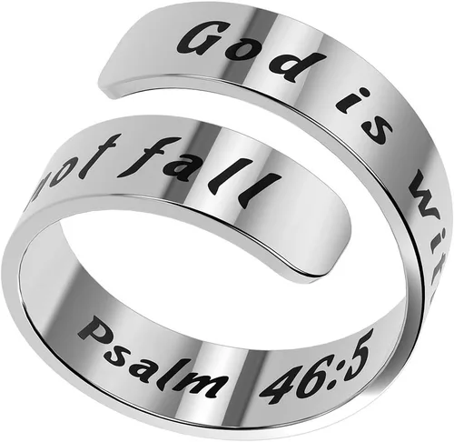 Miniatura 8 de HOFOYA Anillos inspiradores ajustables de acero inoxidable, anillos de grabado, joyería motivacional, graduación, San Valentín, regalos