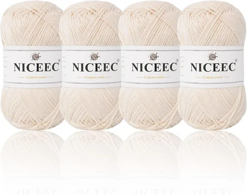 Miniatura 22 de NICEEC 4 madejas de hilo de algodón suave para bebé, 4 capas, manualidades DIY, peso fingering, hilo para manta para ganchillo y tejido, total 700