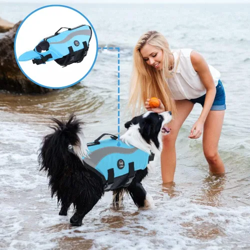 Miniatura 6 de EMUST Chalecos salvavidas ajustables para perros pequeños con flotabilidad mejorada, chaleco de natación para perros pequeños con asa de rescate
