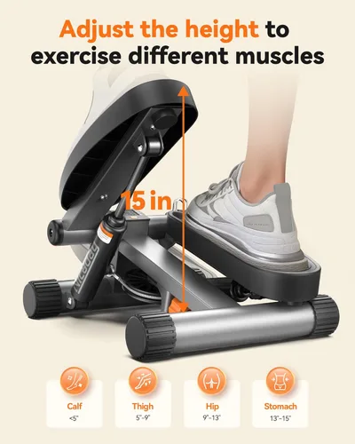 Miniatura 4 de Niceday Steppers para ejercicio, escalera con bandas de resistencia, mini stepper con capacidad de carga de 136 kg, stepper de fitness hidráulico
