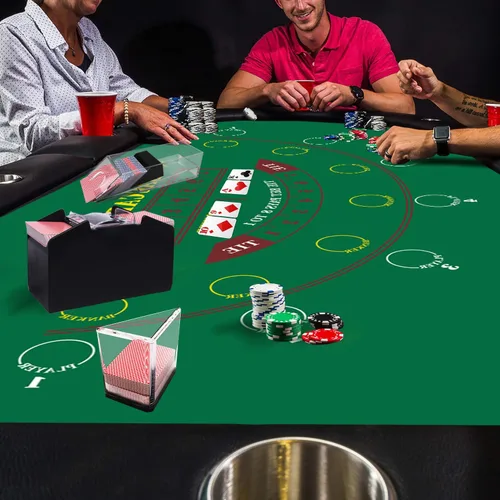Miniatura 5 de GSE Games & Sports Expert 36" x 72" Casino Layout Felt, Professional Casino Tabletop Mat for Parties, Casino Poker Game Night