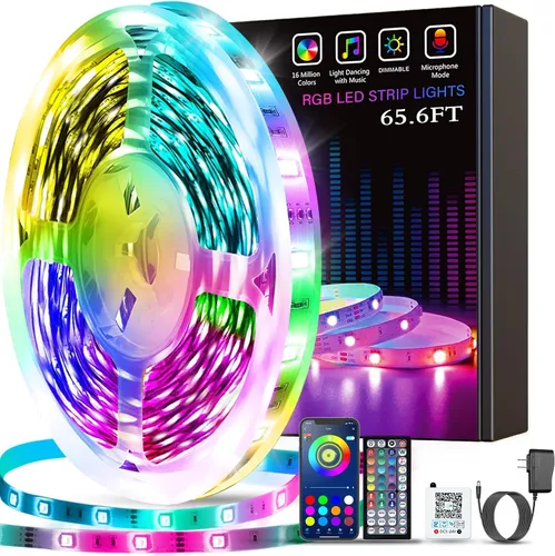 Miniatura 8 de Tenmiro Tira de luces LED de 32.8 pies, RGB LED inteligente con sincronización de música que cambia de color, tiras de luces LED con control remoto