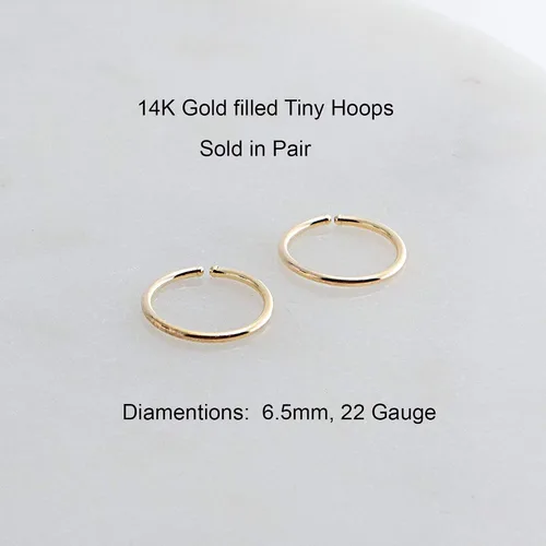 Miniatura 87 de Aretes de aro dorados y plateados para cartílago, nariz, tabique, oreja, hélix, tragus, joyería para mujer, hipoalergénicos, pequeños aros
