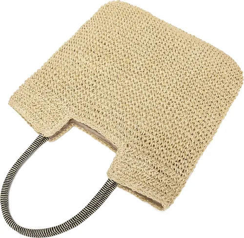 Miniatura 6 de Rejolly Bolso de mano de paja para mujer, para playa, verano, vacaciones, estilo bohemio, de ratán, bolso grande de hombro tejido