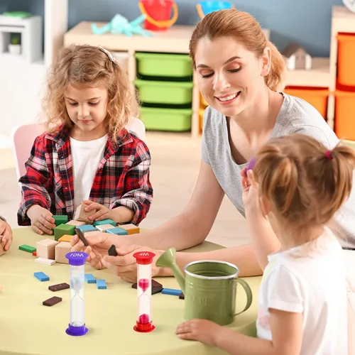Miniatura 5 de Juego de 8 relojes de arena coloridos para niños, 20 segundos, 30 segundos, 1 minuto, 2 minutos, 3 minutos, 4 minutos, 5 minutos, 10 minutos