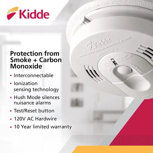 Miniatura 4 de Kidde Detector de humo y monóxido de carbono con cableado, respaldo de batería, interconectable, indicadores de luz de advertencia LED