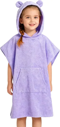 Miniatura 10 de MissShorthair Toalla Poncho para niños, toalla de playa con capucha para niña y niño, poncho de surf, bata de baño, toalla de baño de microfibra