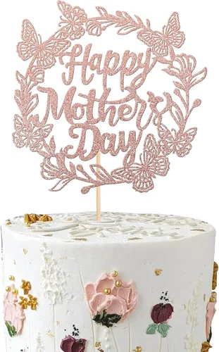 Miniatura 29 de Rsstarxi Paquete de 30 adornos dorados para cupcakes para el Día de la Madre con purpurina para el Día de la Madre, la mejor mamá del mundo