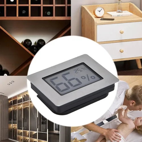 Miniatura 8 de Termómetro higrómetro Guitarra Caso Gabinete de vino Humidor Medidor Integrado Termo Higrómetro con Electrónico