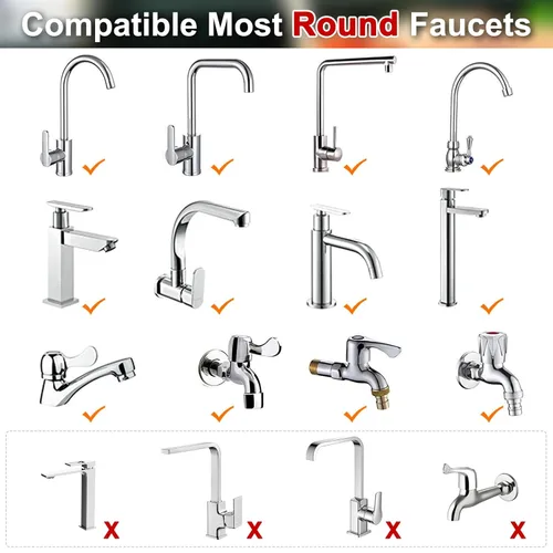 Miniatura 5 de Juego de 8 grifos de filtro de agua para fregadero, filtro giratorio de 360°, filtro de agua para fregadero de cocina, elimina fluoruro de cloro