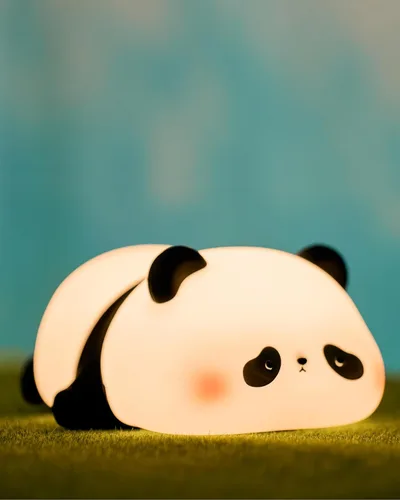 Recolte - Bonita luz nocturna de panda con lazo de regalo, lámpara LED de silicona blanda para animales, luz regulable de 3 niveles para niños,