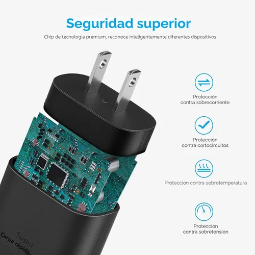 Miniatura 6 de Bloque de Carga Rápida USB-C de 25W con Cable C a C [Compatible con PD PPS] para Galaxy S24/S23/S22, Pixel 8/7, Z Flip 5, iPhone 17/16/15 - Cargador
