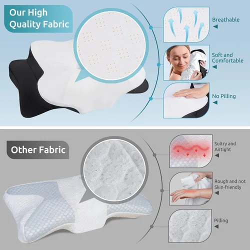 Miniatura 7 de DONAMA - Almohada cervical ortopédica para alivio de dolor del cuello, espuma viscoelástica contorneada, soporte ergonómico para dormir de lado
