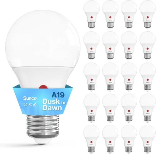 Miniatura 11 de Sunco - Paquete de 10 bombillas LED para exteriores del atardecer al amanecer A19, fotocélula automática para iluminación exterior, 800 LM, 9 W