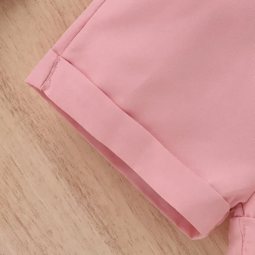 Miniatura 90 de TheFound Trajes de verano para niñas pequeñas, sin mangas, de punto acanalado, halter, pantalones cortos, ropa para recién nacidos, conjunto de 3