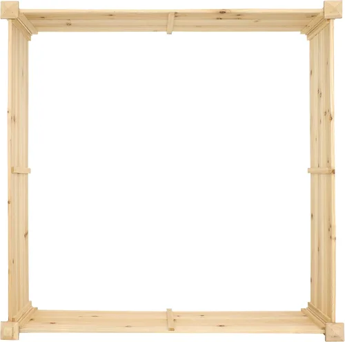 Miniatura 6 de Sunnydaze Cama de jardín cuadrada de madera elevada – Maceta elevada al aire libre para jardinería de flores, verduras y hierbas – 4 x 4 pies