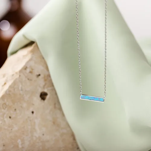 Miniatura 4 de PAVOI - Collar de ópalo sintético, chapado en oro de 14 quilates, para mujer
