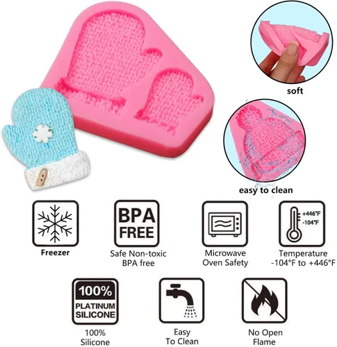 Miniatura 3 de Moldes de arcilla para suéter de punto, 3 paquetes de moldes de chocolate para decoración de pasteles, decoración de cupcakes para Navidad, fiesta