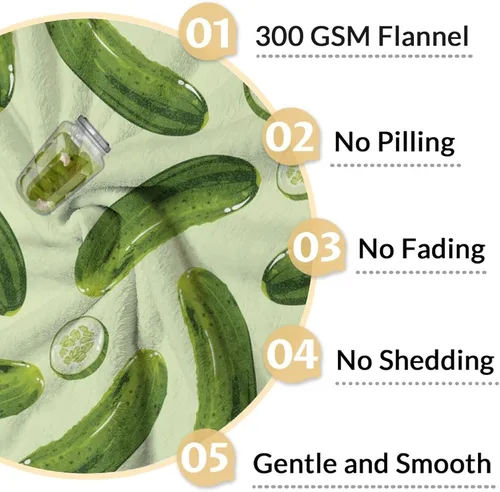Miniatura 4 de Manta Pickle para niñas, niños, acogedora, cálida, de 30 x 40 pulgadas, manta de tamaño regazo para sofá, silla, manta verde divertida y mullida