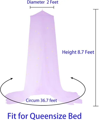 Miniatura 5 de BCBYou Mosquitera con estrellas fluorescentes que brillan en la oscuridad para bebés, niños y adultos, para cubrir la cuna, cama infantil, cama
