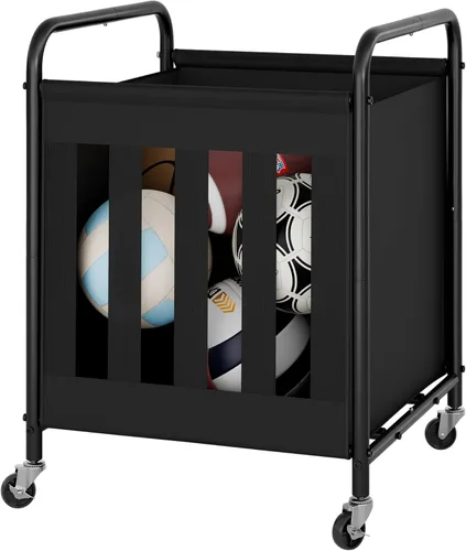 Miniatura 9 de StorageWorks - Organizador de almacenamiento de pelotas con ruedas, carrito de pelotas para el garaje, organizador de equipo deportivo de garaje