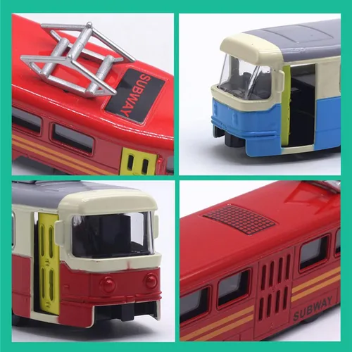 Miniatura 6 de OTONOPI Juego de Tren de Juguete Tren de Metro Bala Tren de Alta Velocidad Locomotora Motor Coche Modelo de Metal para Niños Paquete de 4