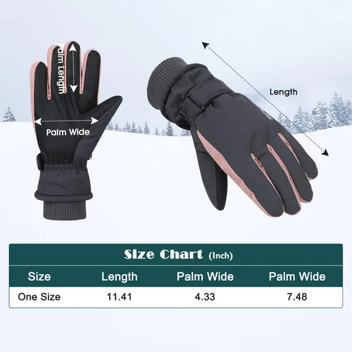 Miniatura 6 de American Trends Guantes de esquí de invierno para mujer, guantes de invierno impermeables para pantalla táctil, guantes de nieve