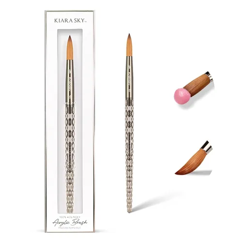 Miniatura 10 de Kiara Sky Pincel Acrílico #8 - Negro 100% Puro Kolinsky Mango de Corte de Cristal y Resistente al Acetona