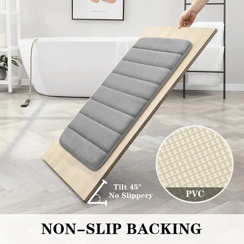 Miniatura 5 de BYSURE Juego de 3 tapetes de baño de espuma viscoelástica color gris, antideslizantes, extra suaves, absorbentes, lavables a máquina y secos
