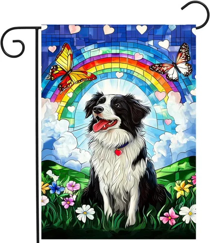Miniatura 24 de Bandera floral de jardín Golden Retriever para jardín, banderas de bienvenida para exteriores de 12 x 18 pulgadas, bandera de perro de flores