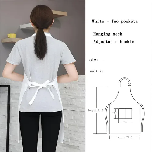 Miniatura 5 de Delantal blanco, delantal de chef para hombres, mujeres y adultos, disfraz de chef ajustable, delantales largos para mujeres con bolsillos