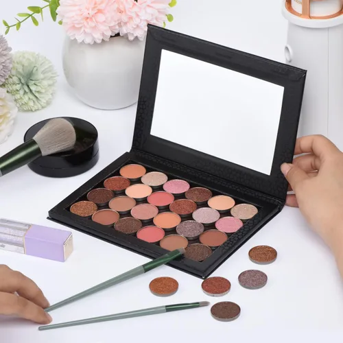 Miniatura 4 de Allwon Paleta magnética Paleta de maquillaje vacía con espejo para sombra de ojos, lápiz labial, rubor en polvo (negro)