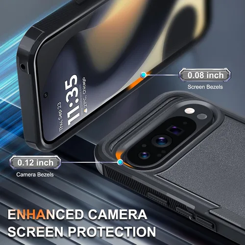 Miniatura 7 de Funda para Google Pixel 9 Pro XL, de cuerpo completo, resistente, a prueba de golpes, con correa de cordón, protector de pantalla de vidrio templado