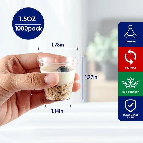Miniatura 2 de JOLLY CHEF 1000 Vasos de Chupito de Plástico de 1.5 oz - Vasos Desechables de 1.5 Onzas - Vasos de Chupito de Plástico Desechables de 1.5 Onzas