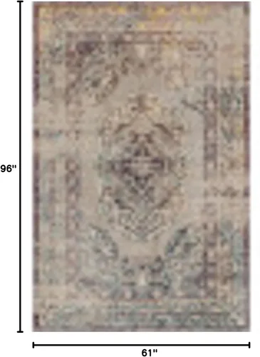 Miniatura 2 de Unique Loom Charm Collection - Alfombra de área bohemia, medallón, borde, pelo alto-bajo, moderna, tradicional, 5 pies 0 pulgadas x 8 pies 0 Gris