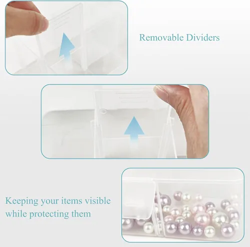 Miniatura 7 de ZUFECY Caja de aparejos de pesca, organizador transparente con 15 divisores ajustables, caja de almacenamiento para dispositivos, joyas, cebos