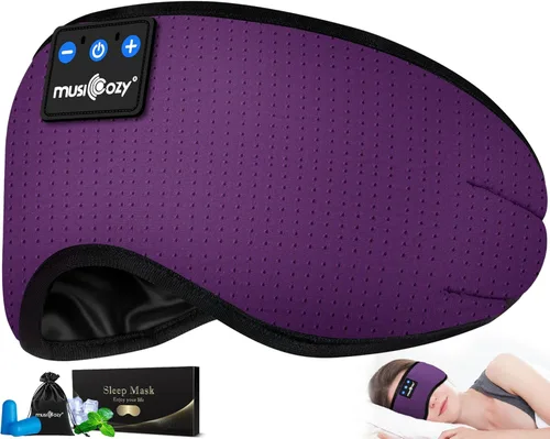Miniatura 18 de MUSICOZY - Auriculares para dormir 3D Bluetooth 5.4, máscara de ojos transpirable inalámbrica, auriculares para dormir con diadema para personas que