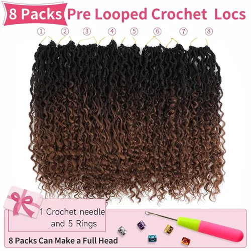 Miniatura 83 de Alicoco Goddess Locs Cabello de Ganchillo 12 Pulgadas 8 Paquetes Rastas Sintéticas de Ganchillo Para Mujeres Rastas Suaves Boho Pre-enrolladas River