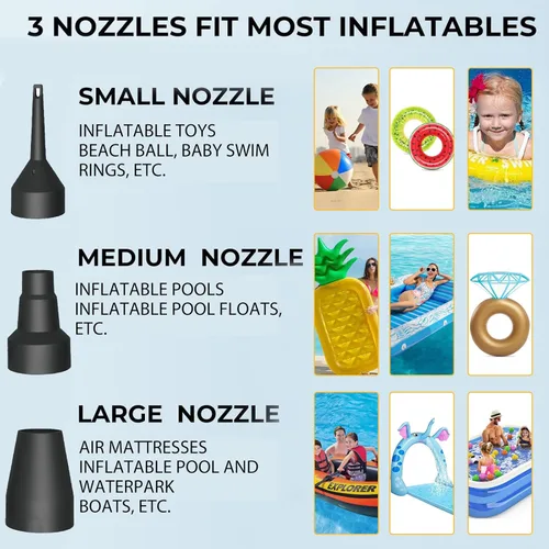 Miniatura 10 de Jasonwell Electric Air Pump Portable Quick-Fill AC DC Inflator Deflator Pump for Air Mattress Inflatables Pool Floats Water Toy Raft Bed Boat Pool