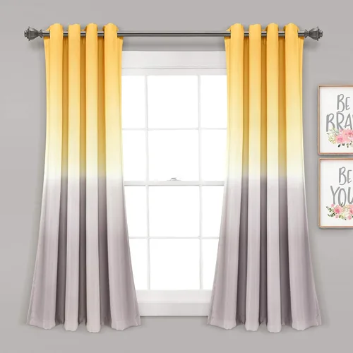 Miniatura 11 de Lush Decor Cortinas Ombre Fiesta con Filtro de Luz Juego de Paneles para Ventana para Sala, Comedor, Dormitorio (Par), 52" An x 84" L, Amarillo